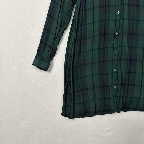 Old Navy Shirt Dress Womens Small Tall Green Plaid Preppy Grunge Country Skate - Picture 3 of 11